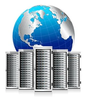 Network Servers with Globe Stock Illustration