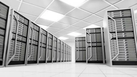 Network servers isolated on white background. 3D illustration Illustrazione stock