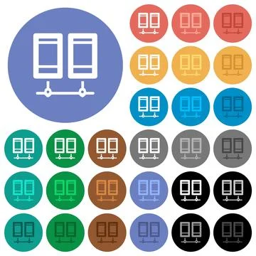 Network servers outline round flat multi colored icons 스톡 일러스트