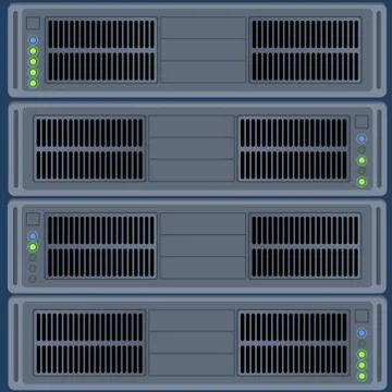 Network servers rack in a data center. Bitcoin mining or Internet technology  스톡 일러스트