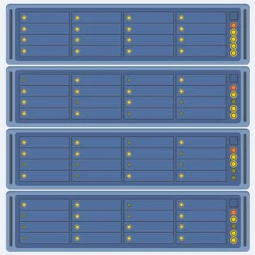 Network servers rack in a data center. Internet technology vector illustratio 스톡 일러스트