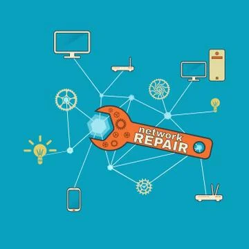 Network services and repairs conceptual vector illustration Stock Illustration