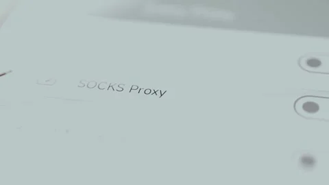 Network setting option for a SOCKS Proxy, user switches the toggle to ON mode Video stock 329748351