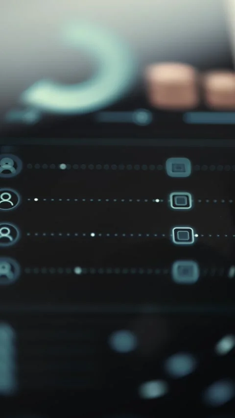 Network Settings List on Futuristic Smartphone Interface Stock Footage 341866875