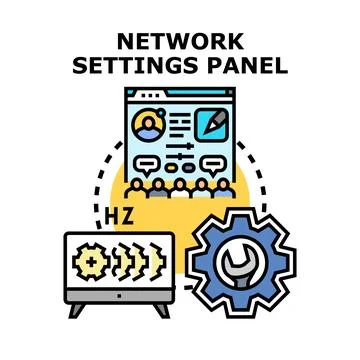 Network settings panel managing internet configuration Stock Illustration