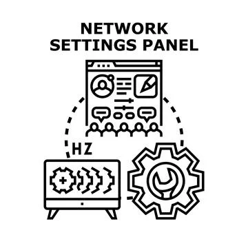 Network settings panel managing internet configuration Stock Illustration