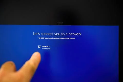 Network setup screen with connection Foto stock