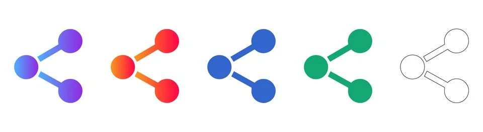 Network Share Connection Node Icon Set Illustrazione stock