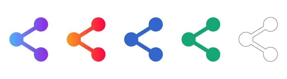 Network Share Icon Set in Gradient and Outline Designs Stock-Illustration