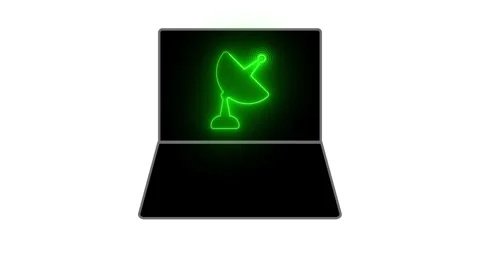 Network Sharing Tower Icon Animation on Laptop - Modern Visual. Stock Footage 286143063