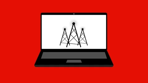 Network Sharing Tower Icon Animation on Laptop - Modern Visual. Stock Footage 286143064