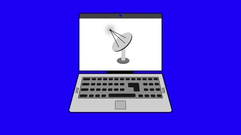 Network Sharing Tower Icon Animation on Laptop - Modern Visual. Stock Footage 286143066