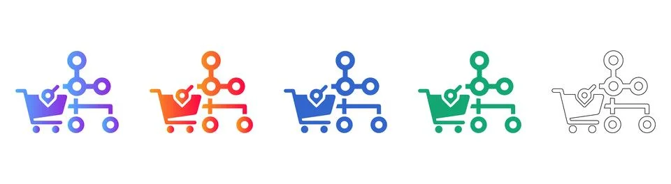 Network Shopping and Data Flow Icons イラスト素材