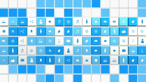 Network small icons pattern Stock Footage 168664918