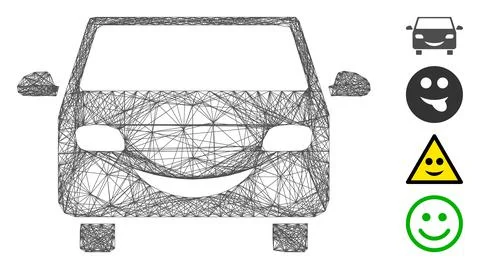 Network Smile Car Vector Mesh 스톡 일러스트
