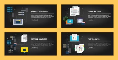 Network solutions, computer files, storage computer and file transfer Stock Illustration