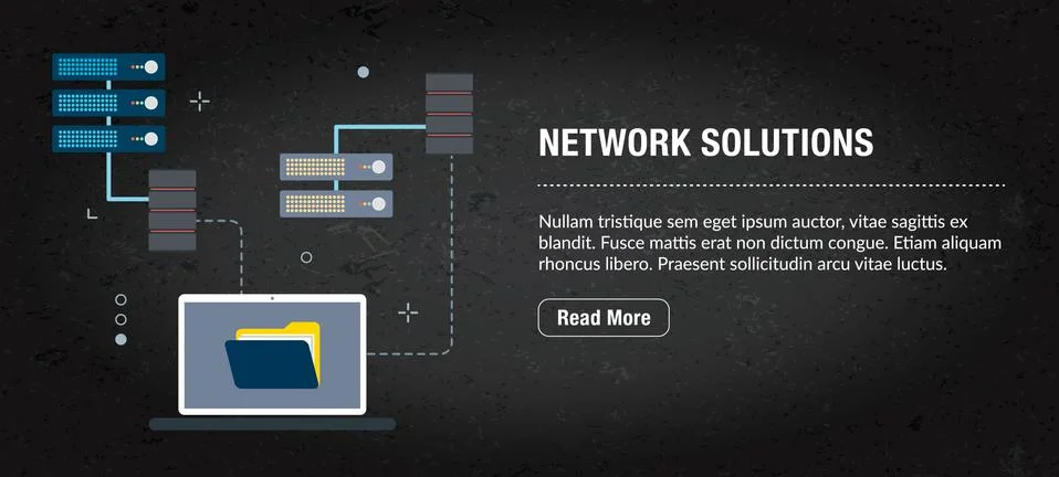 Network solutions concept banner for internet. Stock Illustration