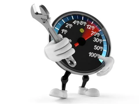 Network speed meter character with adjustable wrench Stockillustratie