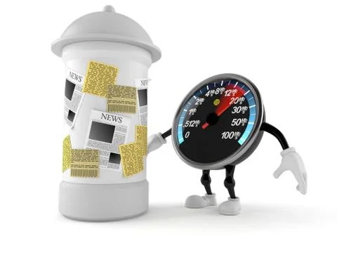 Network speed meter character with advertising column Stock Illustration