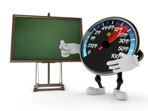 Network speed meter character with blank blackboard Stock Illustration