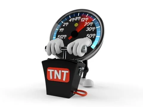 Network speed meter character with bomb detonator Stock Illustration