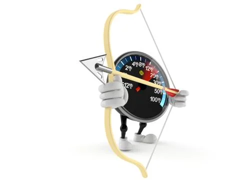 Network speed meter character with bow Stock Illustration