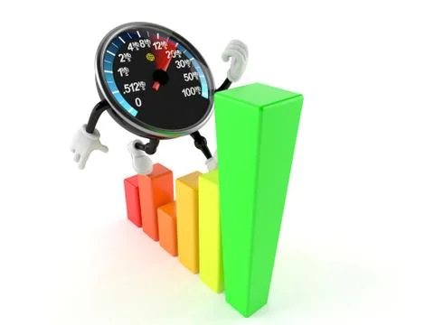 Network speed meter character with chart Stock Illustration