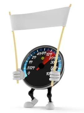 Network speed meter character holding blank banner Stock Illustration