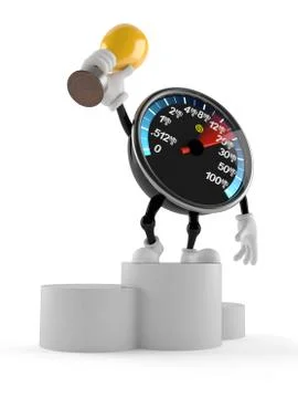 Network speed meter character holding a trophy Stock Illustration