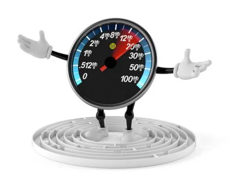 Network speed meter character inside maze 스톡 일러스트