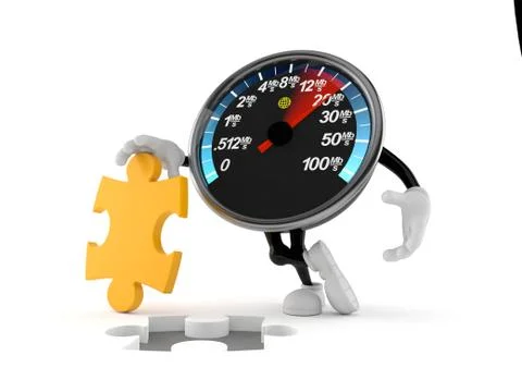 Network speed meter character with jigsaw puzzle Stockillustratie