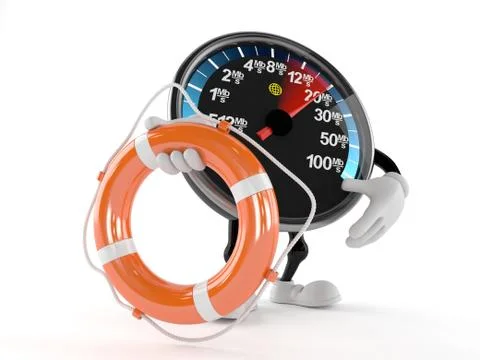 Network speed meter character with life buoy Stock Illustration