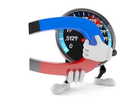 Network speed meter character with magnet Stock Illustration