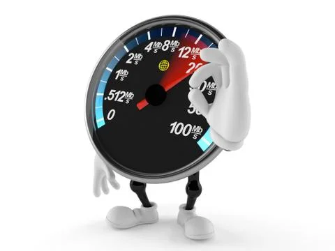 Network speed meter character with ok gesture Illustrazione stock