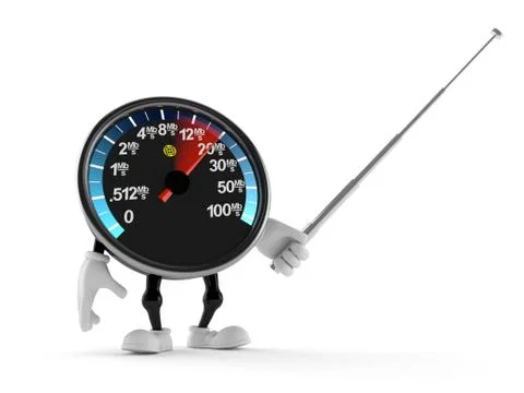 Network speed meter character with pointer stick Stock Illustration