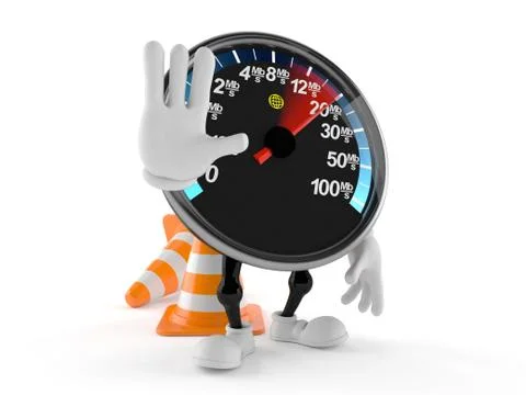 Network speed meter character with traffic cone Stock Illustration