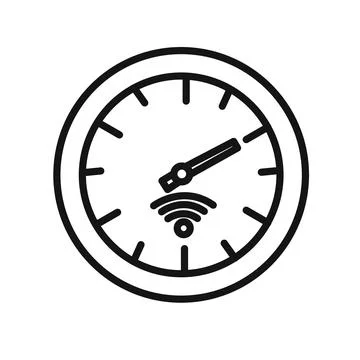 Network speed test icon black and white vector sign Stock Illustration