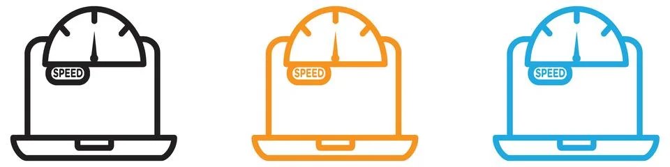 Network speed test icon vector logo set collection for web app ui Stock Illustration