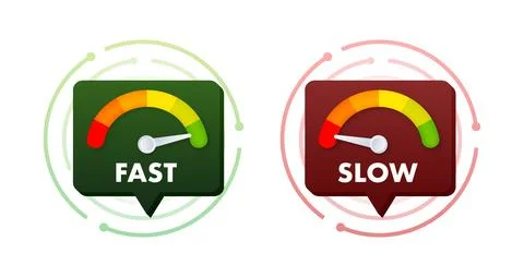 Network Speed Test Indicators Showing Fast and Slow Speeds, Vector Illustration Stock Illustration