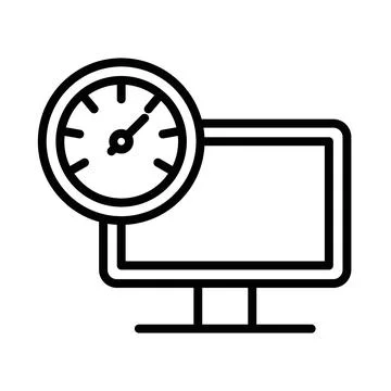 Network speed test linear logo mark in black and white Stock Illustration