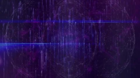 Network spheres expanding in cyberspace, casting neon blue and magenta data Stock Footage 309109669