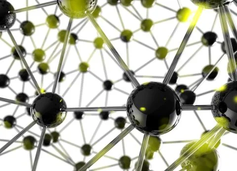 Network of spheres linked in the space. Global connection concept,Technology  Stock Illustration