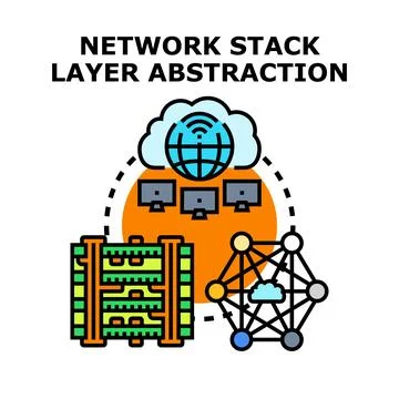 Network stack layer abstraction concept vector 库存插图