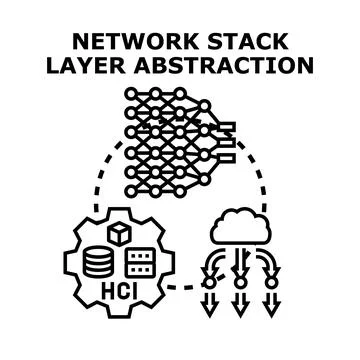 Network stack layer abstraction concept diagram Stock Illustration