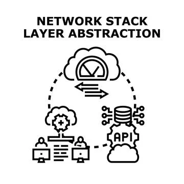 Network stack layer abstraction concept illustration Stock Illustration
