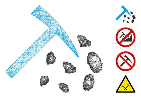 Network Stone Mining Hammer Vector Mesh Stock Illustration