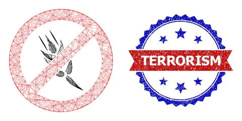 Network Stop Cereal Web Mesh and Distress Bicolor Terrorism Stamp Seal Illustrazione stock