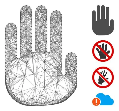 Network Stop Hand Vector Mesh イラスト素材