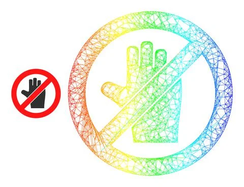 Network Stop Voting Hand Web Mesh Icon with Rainbow Gradient Stock Illustration
