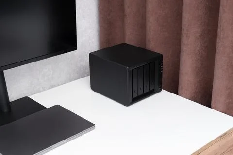 Network storage. NAS server. Device for backing up important information Stock Photos